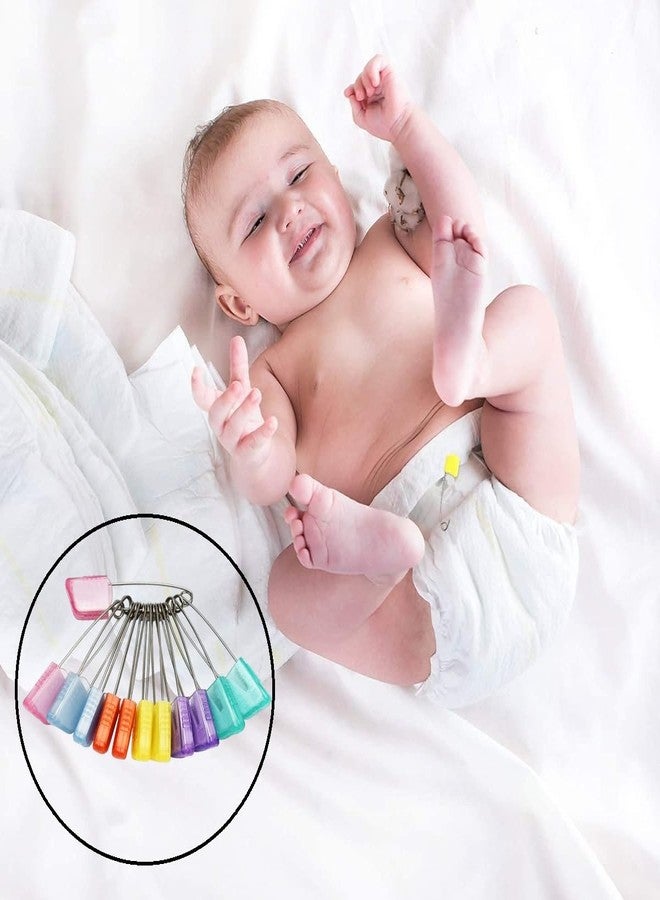 THANUS CRAFT THANU'S CRAFT Multicolor Colorful Plastic Double Lock Large Saree Safety Pin Women Kids Cloth Diaper Pins for Baby Safe - Image 3